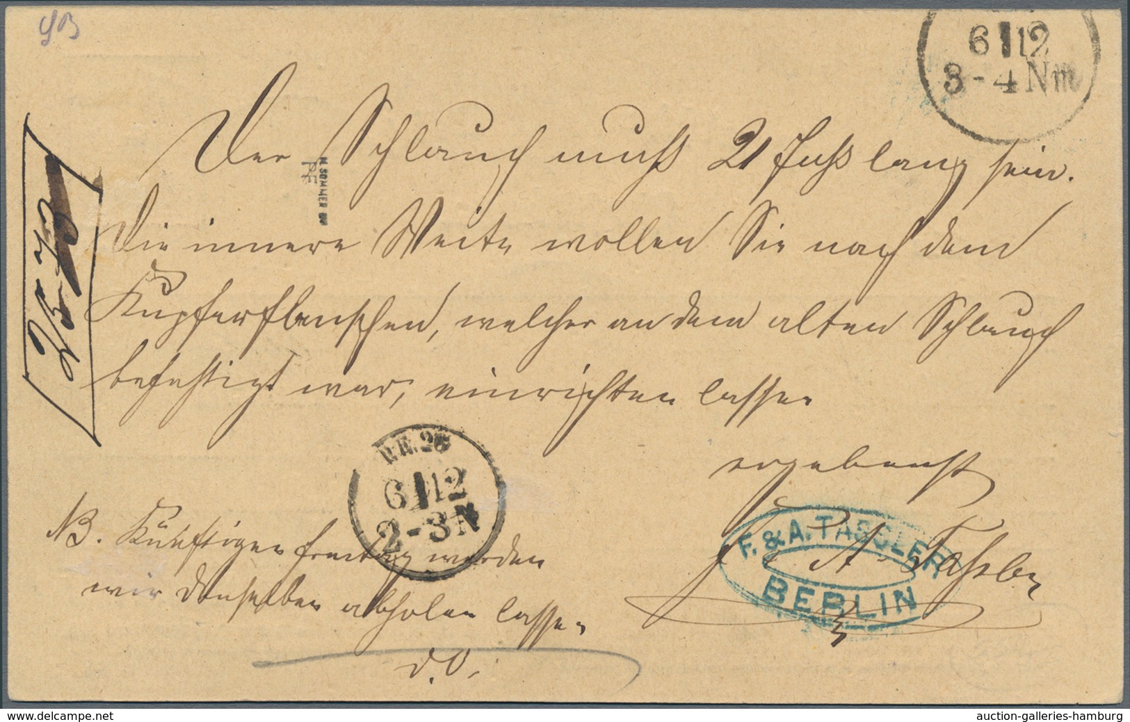 Deutsches Reich - Brustschild: 1872, Kleiner Schild ¼ Gr Violett Im Paar Auf Orts-Postkarte Mit K1 " - Sonstige & Ohne Zuordnung