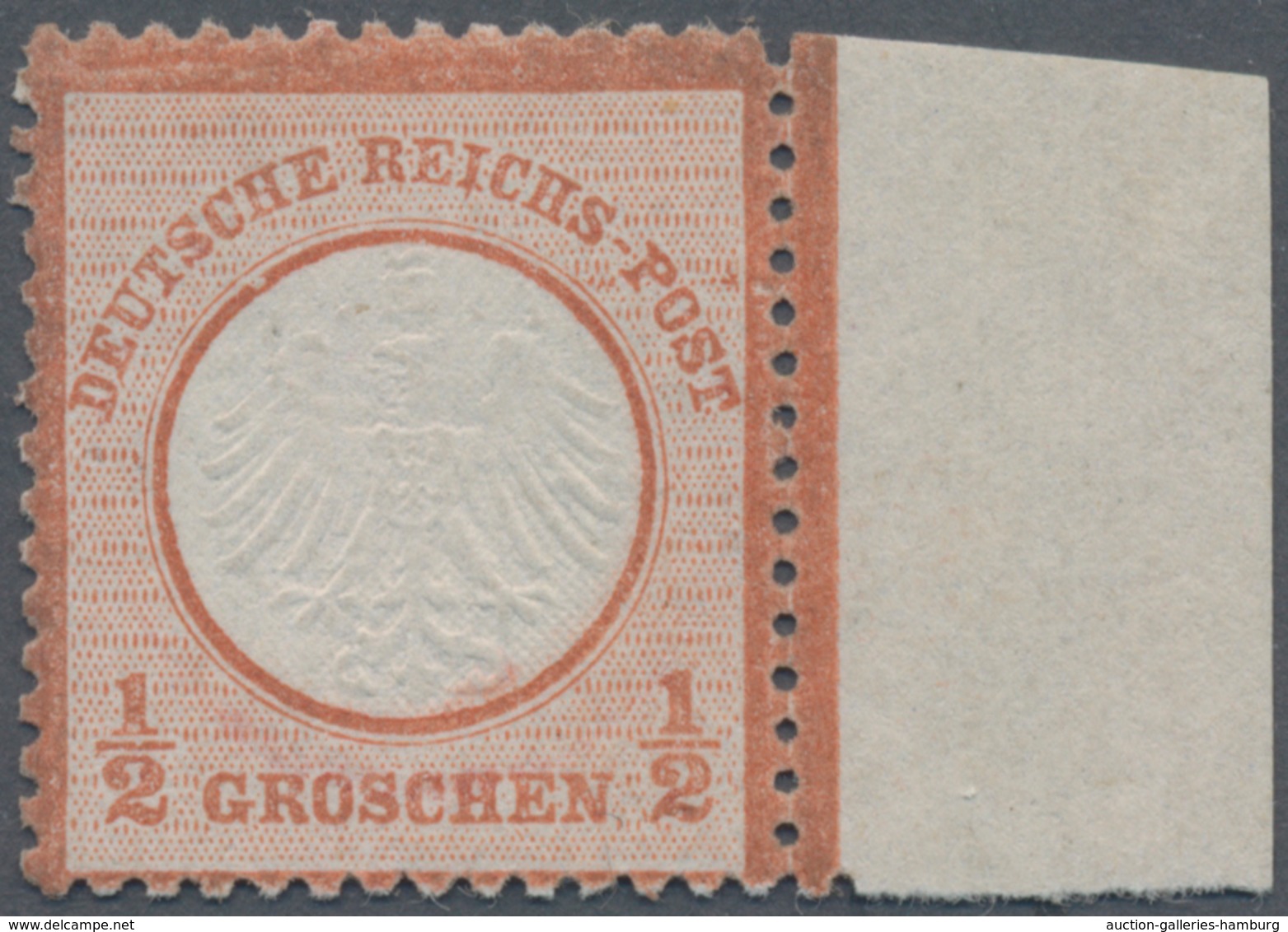 Deutsches Reich - Brustschild: 1872, Kleiner Schild ½ Gr Rötlichorange Mit Plattenfehler: Kerbe Im I - Other & Unclassified