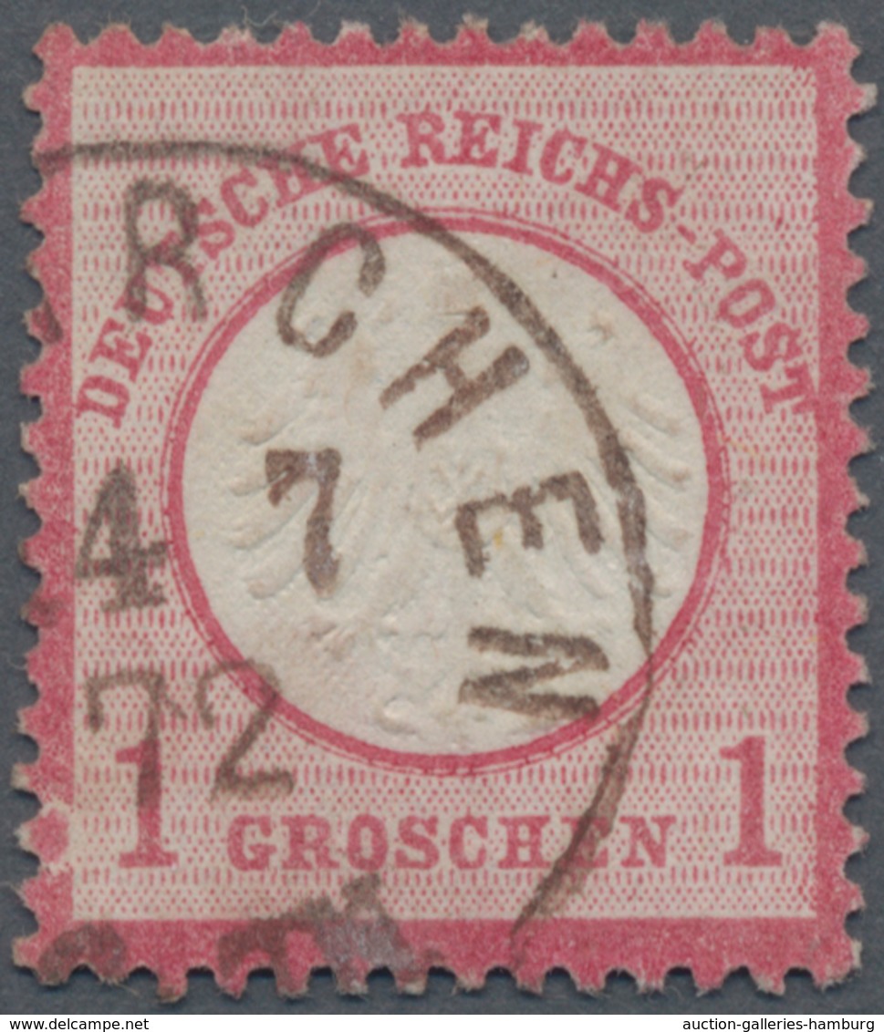 Deutsches Reich - Brustschild: 1872, Kleiner Schild 1 Gr Karmin Mit Seltenem Rostbraunem K1 "...RCHE - Sonstige & Ohne Zuordnung