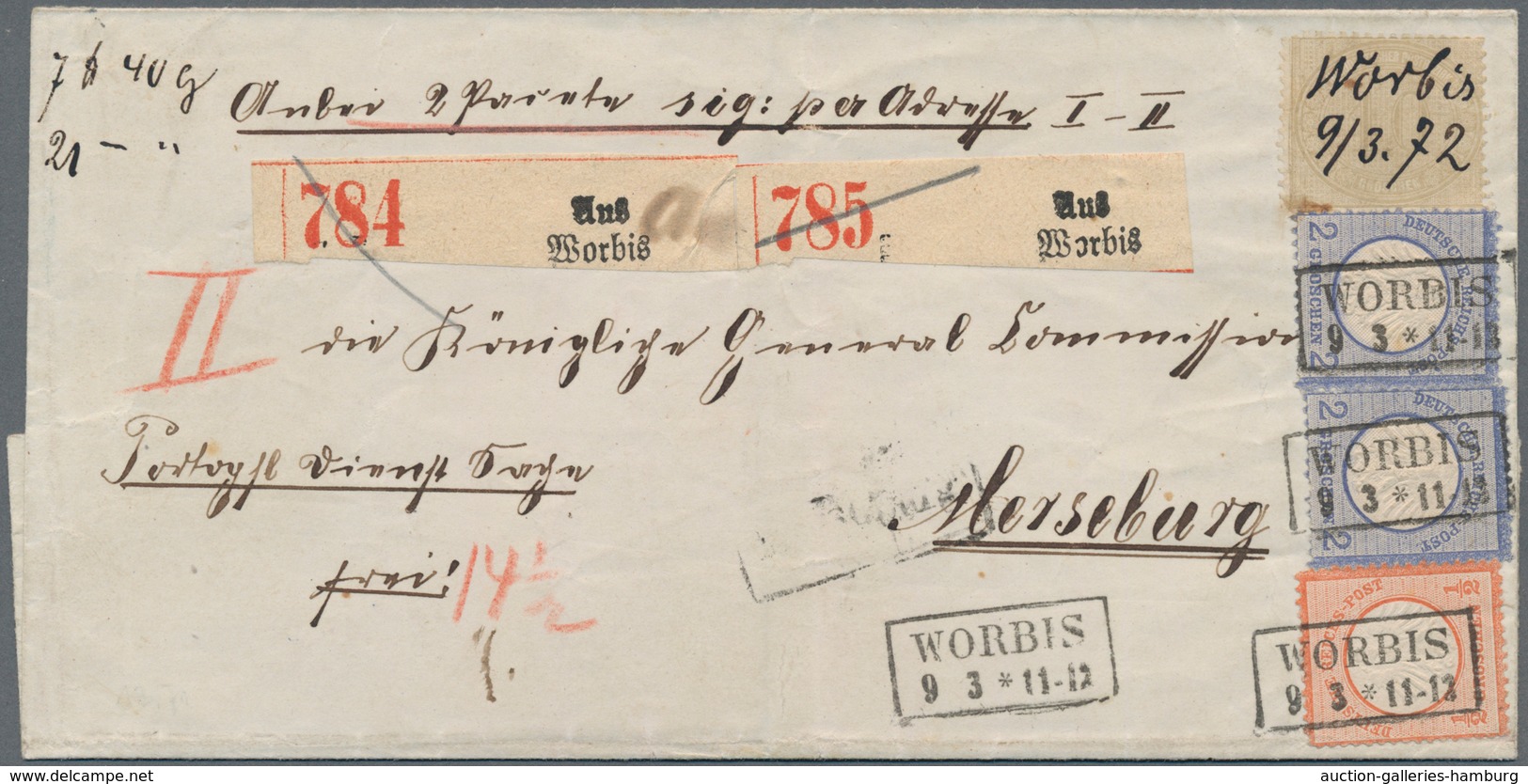 Deutsches Reich - Brustschild: 1872, NDP Innendienstmarke 10 Gr. Sowie Kl.Schild ½ Gr. Und Paar 2 Gr - Sonstige & Ohne Zuordnung