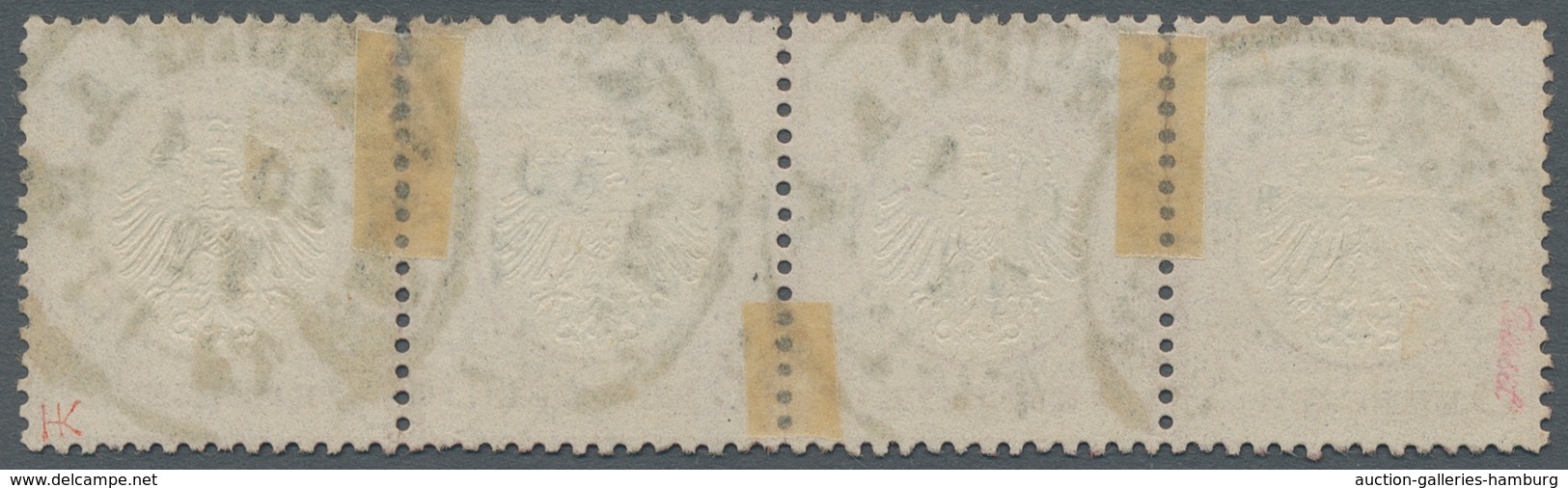 Deutsches Reich - Brustschild: 1872; Kleiner Schild 3 Kreuzer Rosa Im Waagerechten Viererstreifen Ge - Sonstige & Ohne Zuordnung