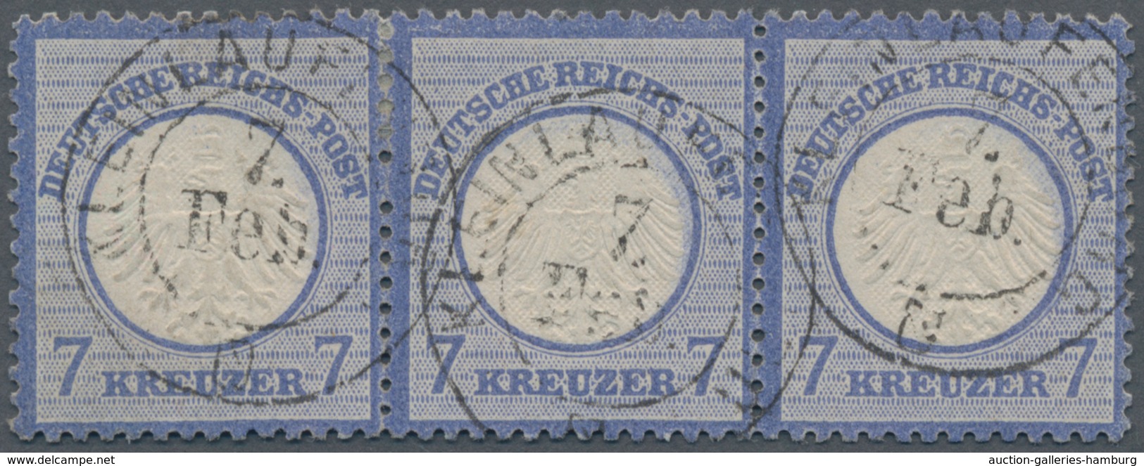 Deutsches Reich - Brustschild: 1872, Kleiner Schild 7 Kr. Ultramarin Im 3er Streifen Mit Baden-K2 "K - Sonstige & Ohne Zuordnung