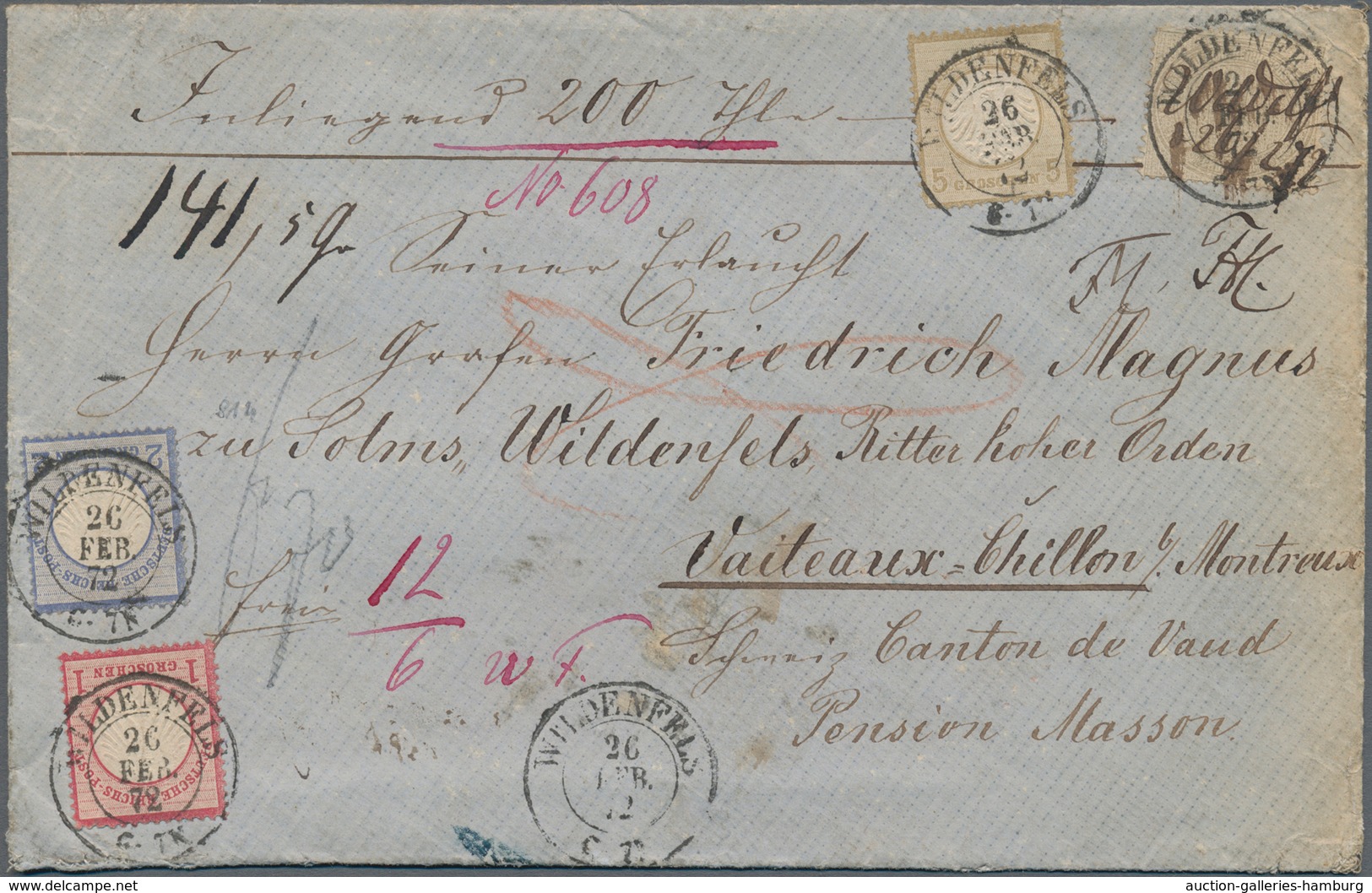 Deutsches Reich - Brustschild: 1872, Innendienst 10 Gr.+1 Gr.+2 Gr.+5 Gr. BRUSTSCHILD-VIER-FARBEN-FR - Sonstige & Ohne Zuordnung
