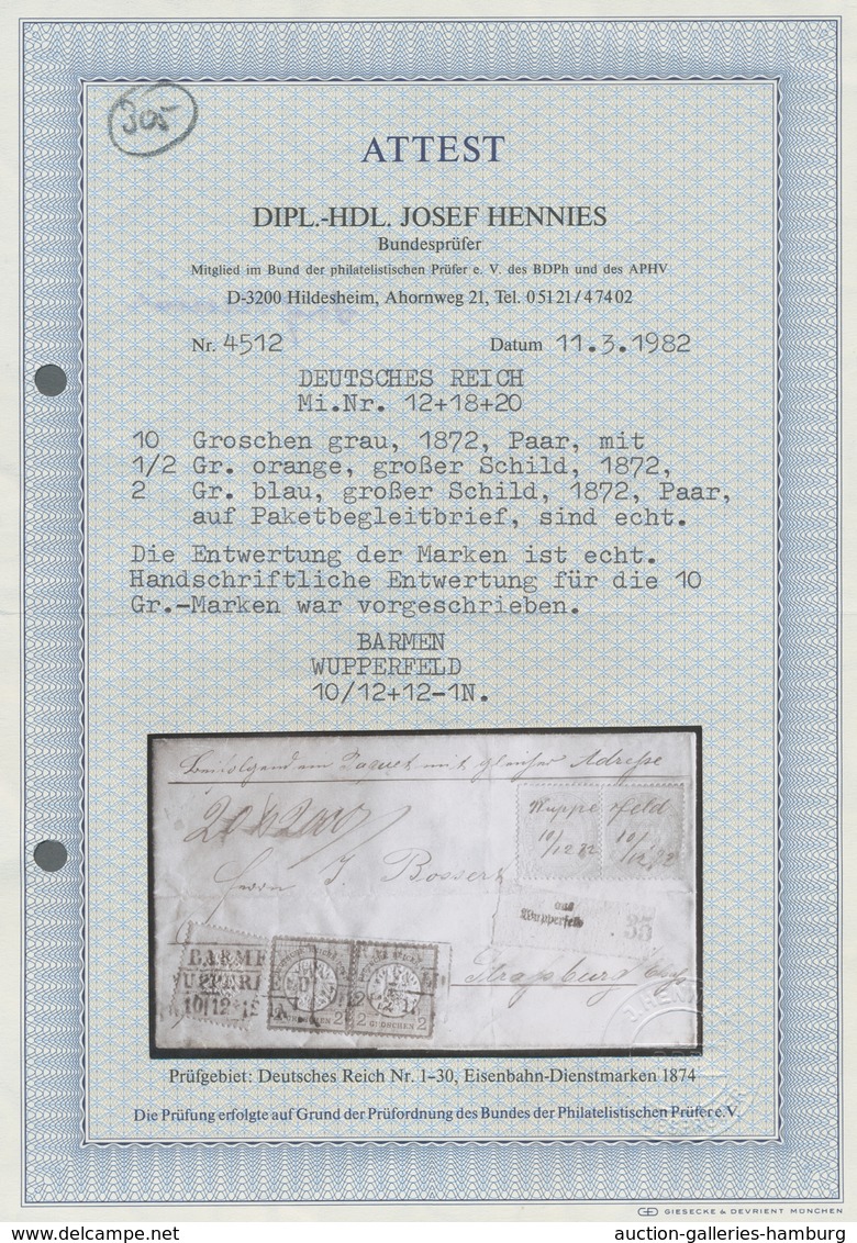 Deutsches Reich - Brustschild: 1872; Ein Senkrechtes Paar Der 10 Groschen-Innendienstmarke Zusammen - Sonstige & Ohne Zuordnung