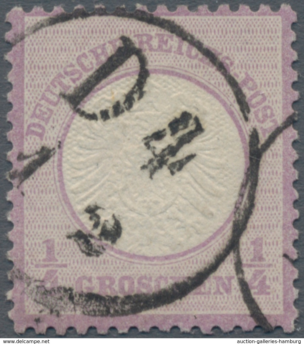 Deutsches Reich - Brustschild: 1872, Großer Schild ¼ Gr. Violett Mit Seltenem Zentrischem Distributi - Sonstige & Ohne Zuordnung