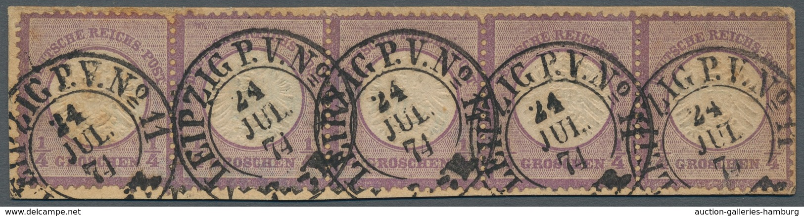 Deutsches Reich - Brustschild: 1872; Großer Schild 1/4 Groschen Violett Im Waagerechten Fünferstreif - Other & Unclassified