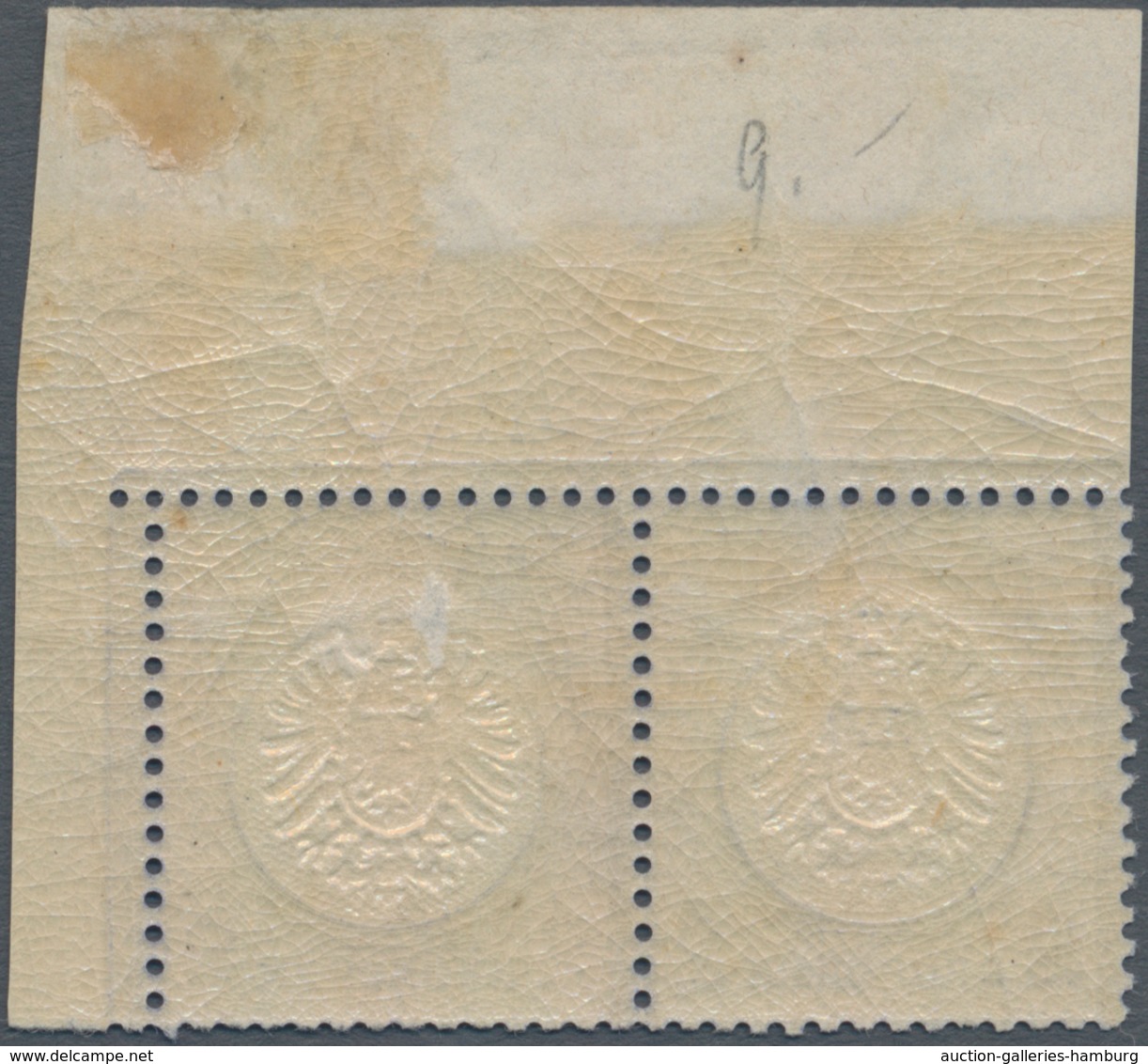 Deutsches Reich - Brustschild: 1872, Großer Schild 2 Gr. Blau Rechtes Oberes Eckrandpaar Mit Platten - Other & Unclassified