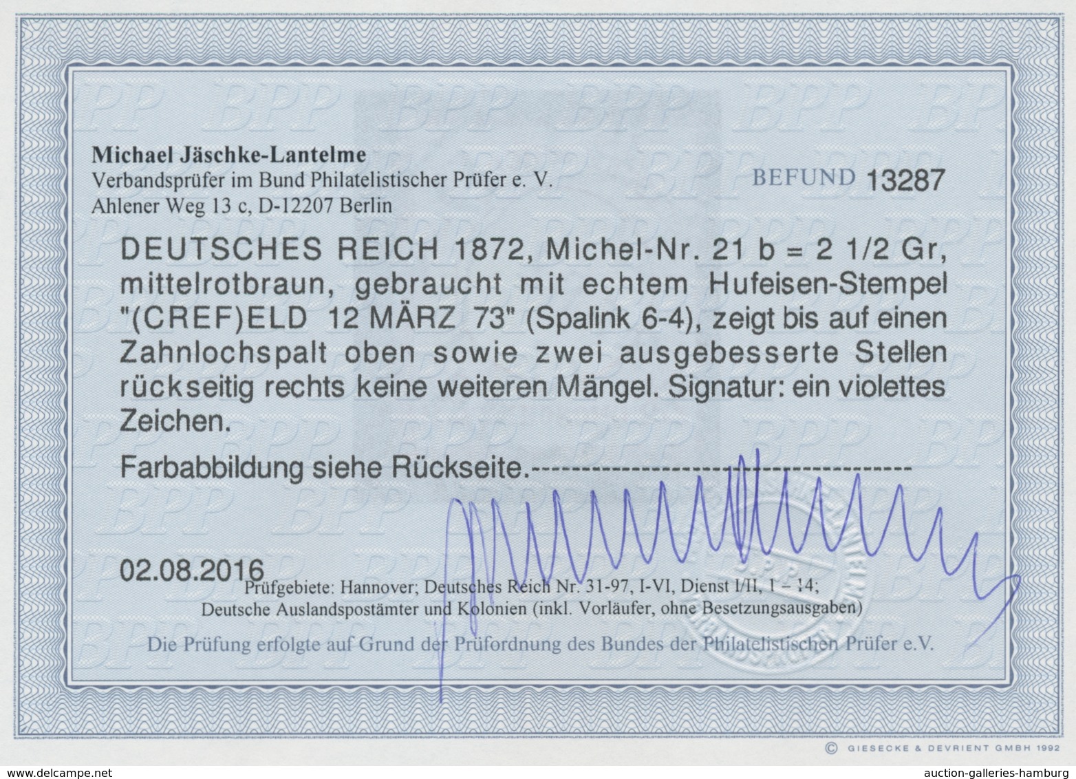 Deutsches Reich - Brustschild: 1872, 2 1/2 Groschen Großer Brustschild Mittelrotbraun Entwertet Mit - Sonstige & Ohne Zuordnung