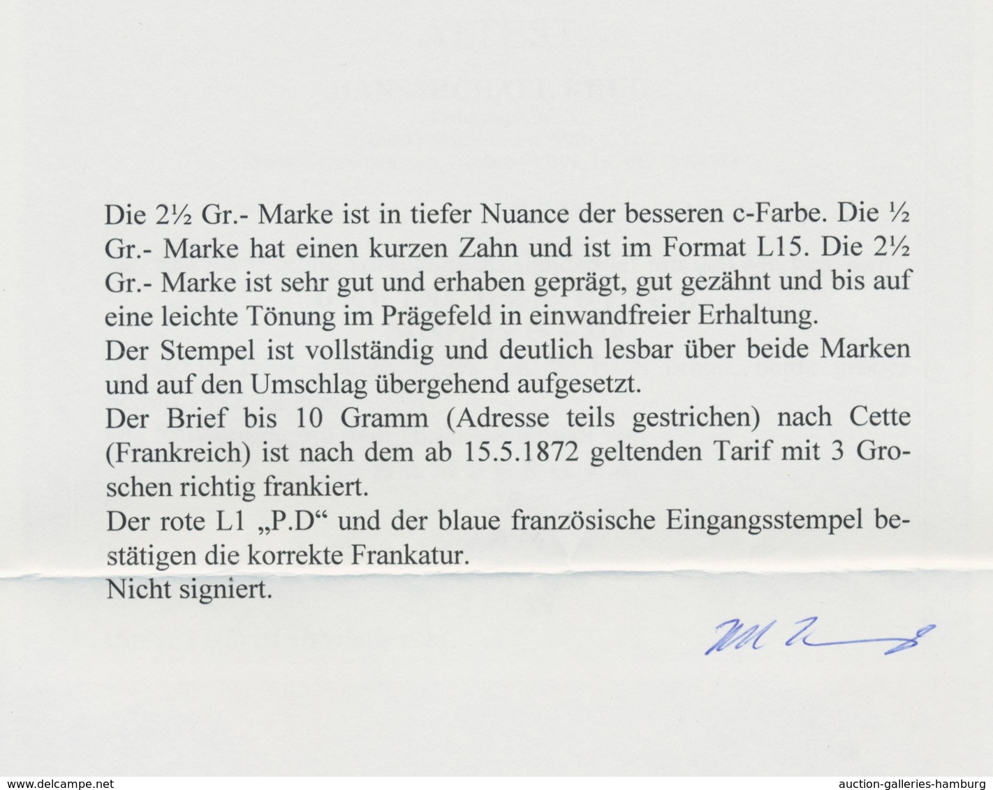 Deutsches Reich - Brustschild: 1872, 2 1/2 Groschen Großer Brustschild In Der Seltenen Farbe Braun E - Other & Unclassified