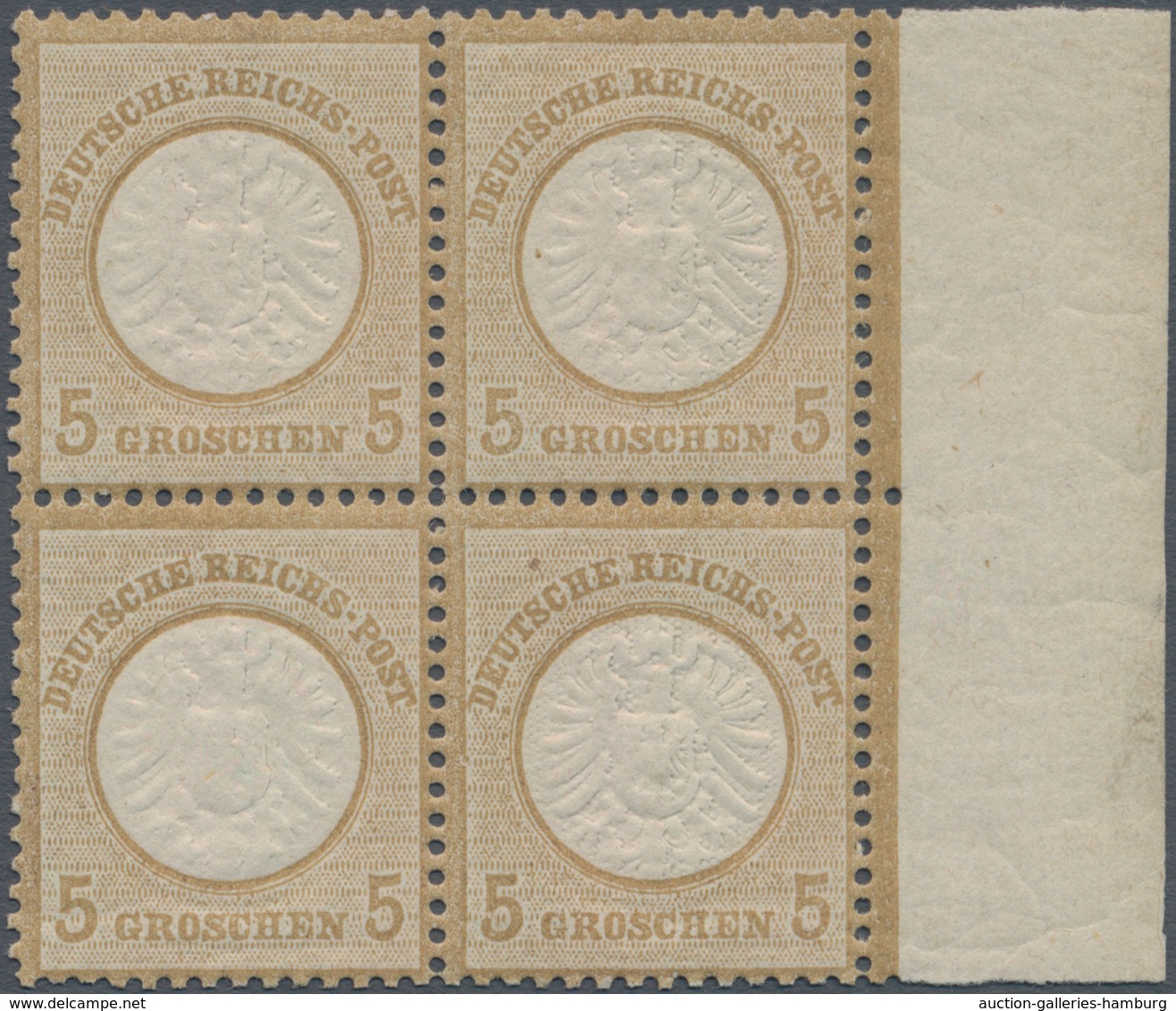 Deutsches Reich - Brustschild: 1872, Großer Schild 5 Gr. Hellockerbraun Im POSTFRISCHEN VIERER-BLOCK - Other & Unclassified