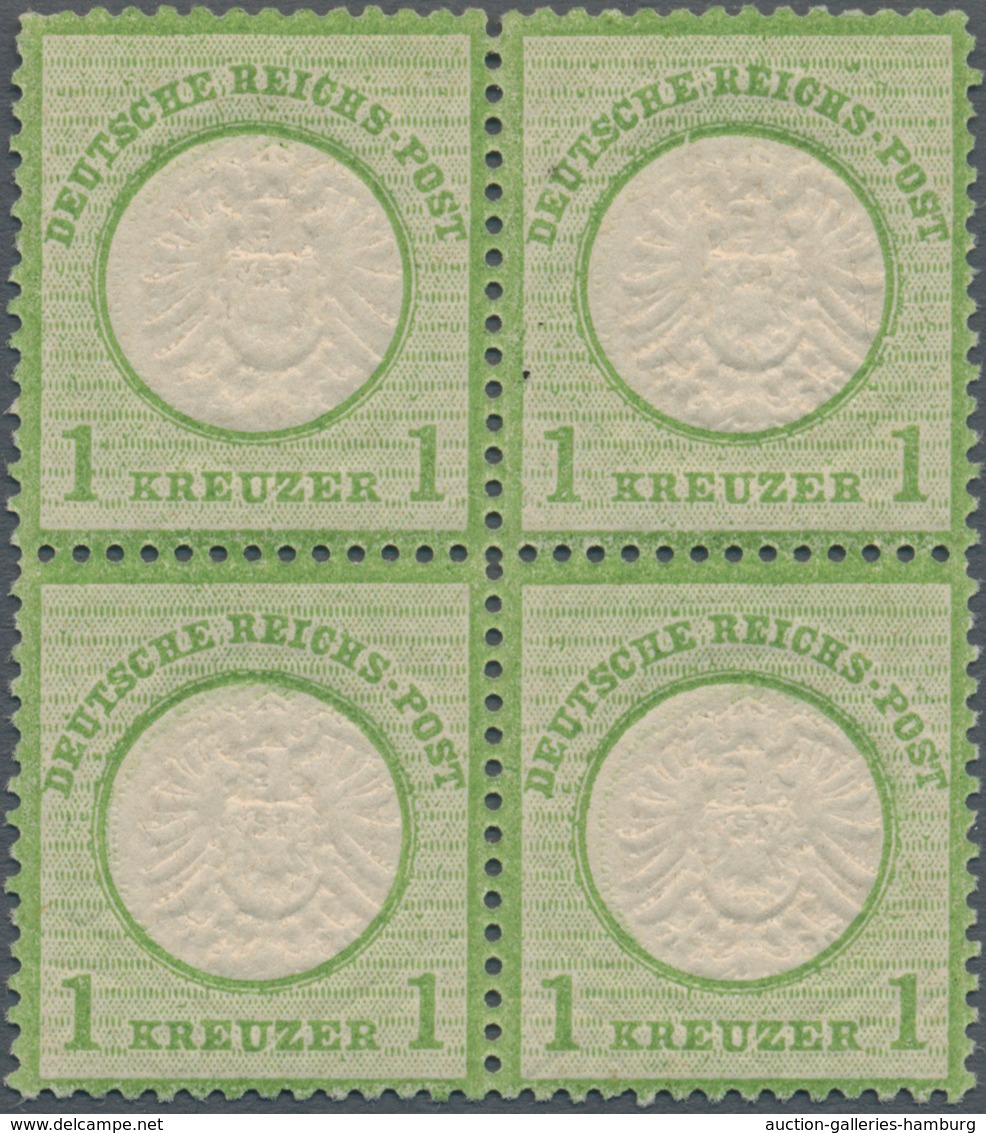 Deutsches Reich - Brustschild: 1874, Großer Schild 1 Kr. Grün POSTFRISCHER 4er-Block Mit Plattenfehl - Sonstige & Ohne Zuordnung