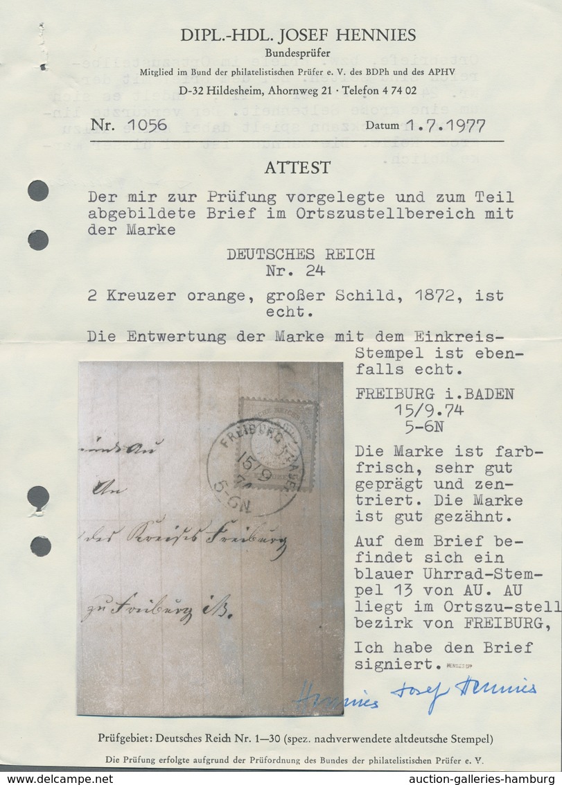 Deutsches Reich - Brustschild: 1872; Großer Schild 2 Kreuzer Orange Als Einzelfrankatur Gestempelt " - Other & Unclassified