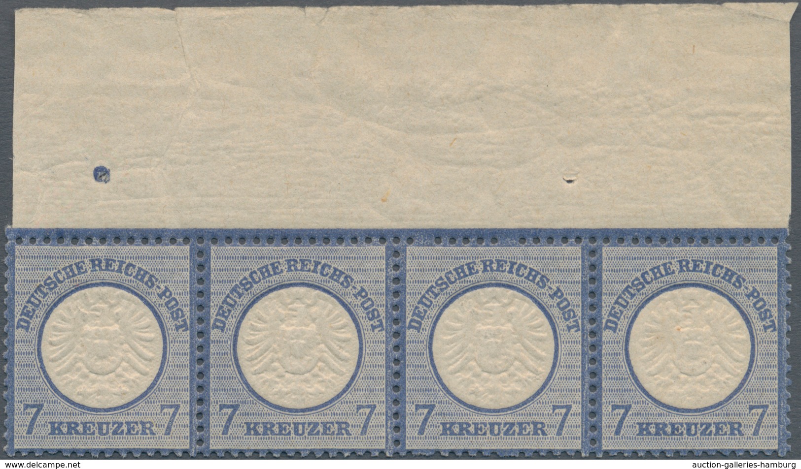 Deutsches Reich - Brustschild: 1874, Großer Schild 7 Kr. Graublau POSTFRISCHER Vierer-Streifen Mit K - Sonstige & Ohne Zuordnung