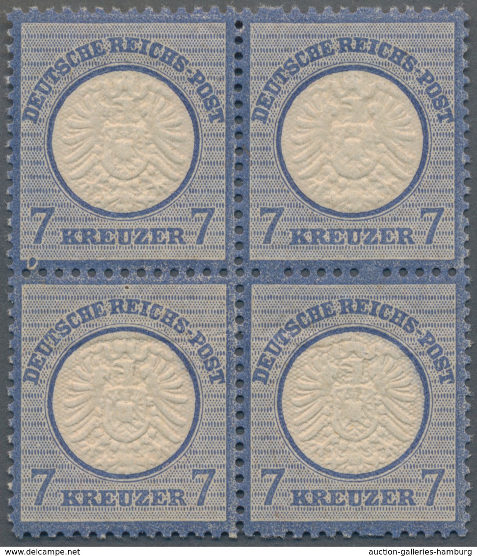 Deutsches Reich - Brustschild: 1874, Großer Schild 7 Kr. Graublau POSTFRISCHER Viererblock Mit 2x FZ - Sonstige & Ohne Zuordnung