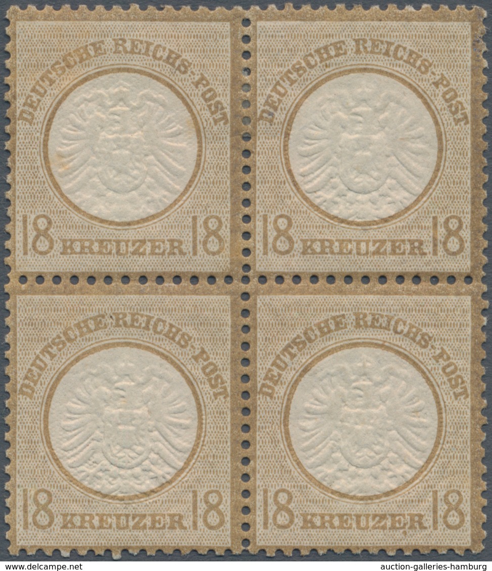 Deutsches Reich - Brustschild: 1872, Großer Schild 18 Kr. Hellockerbraun Im POSTFRISCHEN VIERER-BLOC - Sonstige & Ohne Zuordnung