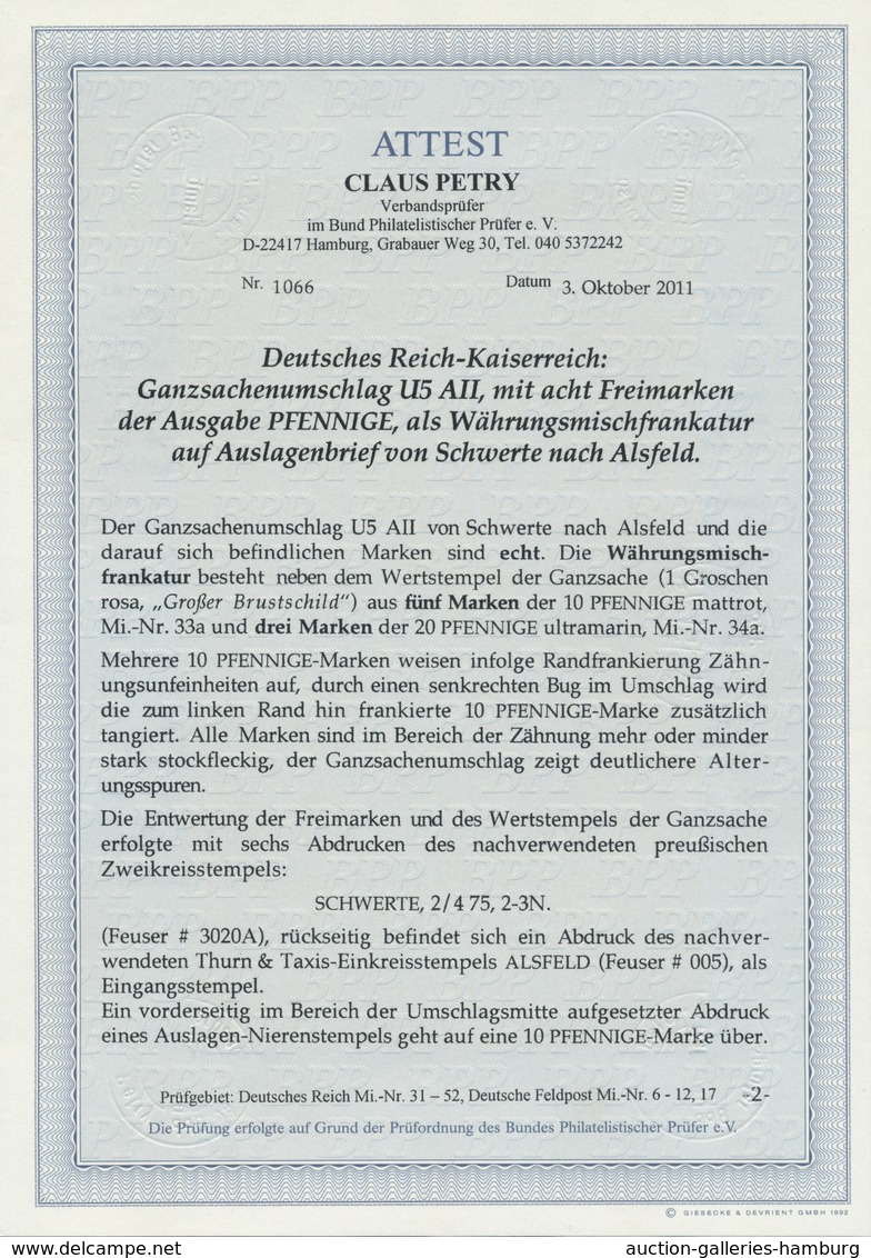 Deutsches Reich - Pfennige: 1875, Auslagenbrief In Seltener Währungsmischfrankatur 1 Groschen Ganzsa - Briefe U. Dokumente