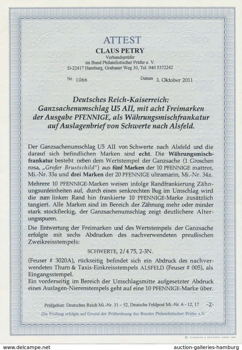 Deutsches Reich - Pfennige: 1875, Auslagenbrief In Seltener Währungsmischfrankatur 1 Groschen Ganzsa - Covers & Documents