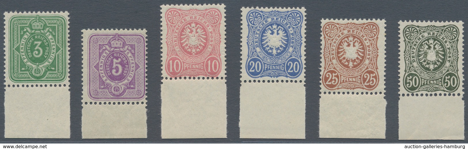 Deutsches Reich - Pfennig: 1880, Adler/Pfennig, Postfrischer Qualitätssatz Vom Unterrand. - Sonstige & Ohne Zuordnung