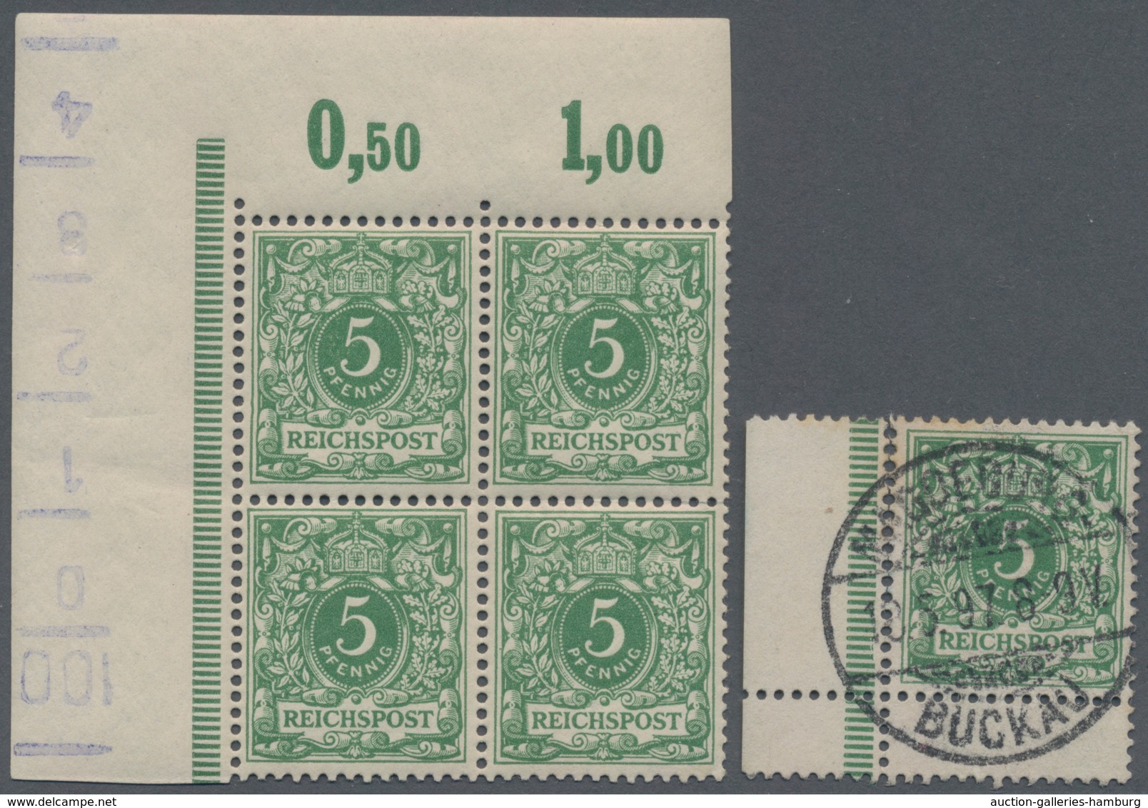 Deutsches Reich - Krone / Adler: 1889, Freimarken Krone Und Wertziffer 5 Pf Im Postfrischen Eckrandv - Used Stamps