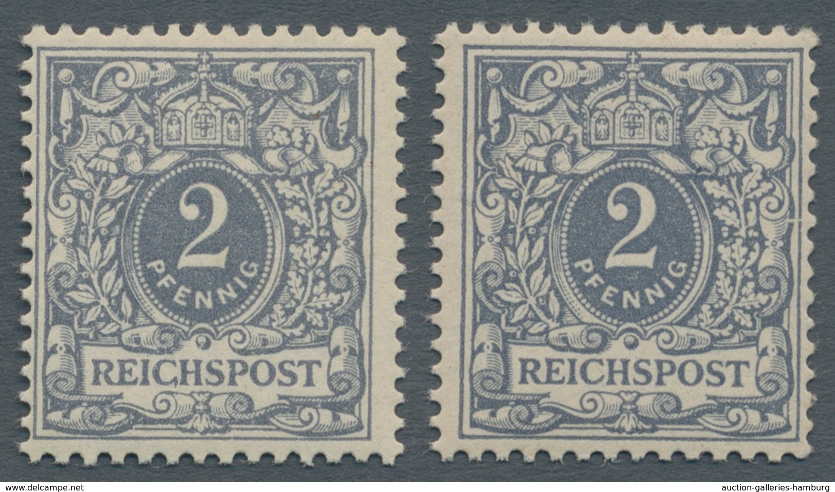 Deutsches Reich - Krone / Adler: 1900, 2 Pfg. Grau, Zwei Werte Mit Plattenfehler I "REIGHSPOST" Bzw. - Used Stamps