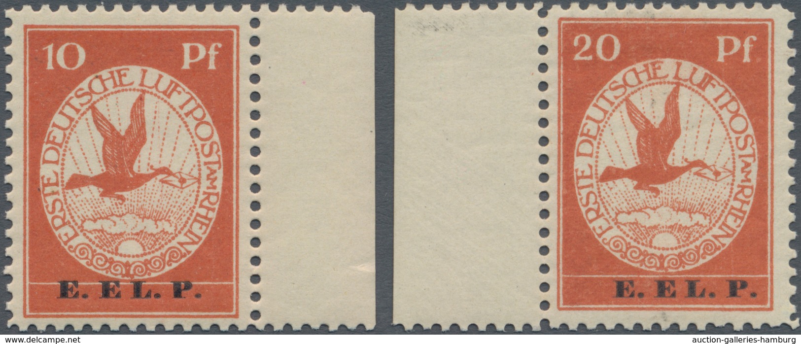 Deutsches Reich - Germania: 1912, 10 Pfg. E.EL.P. Mit Rechtem Bogenrand Und 20. Pfg. E.EL.P. Mit Lin - Sonstige & Ohne Zuordnung