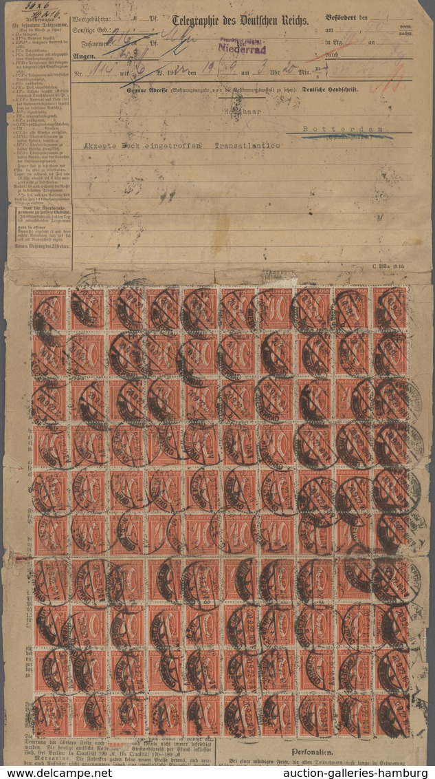 Deutsches Reich - Germania: 1915/1922, 10 Pf Dkl'karminrot Germania, 500 Stück, 40 Pf Orange Ziffer, - Other & Unclassified