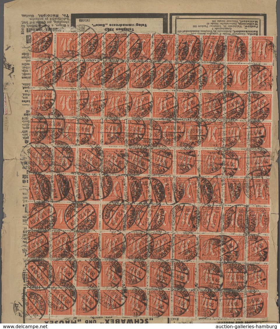 Deutsches Reich - Germania: 1915/1922, 10 Pf Dkl'karminrot Germania, 500 Stück, 40 Pf Orange Ziffer, - Other & Unclassified