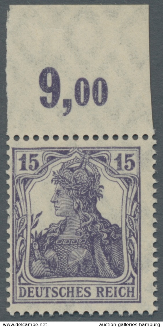 Deutsches Reich - Inflation: 1917; Germania 15 Pf. Dunkelblauviolett Postfrisch Mit Oberrand (Platte - Nuevos