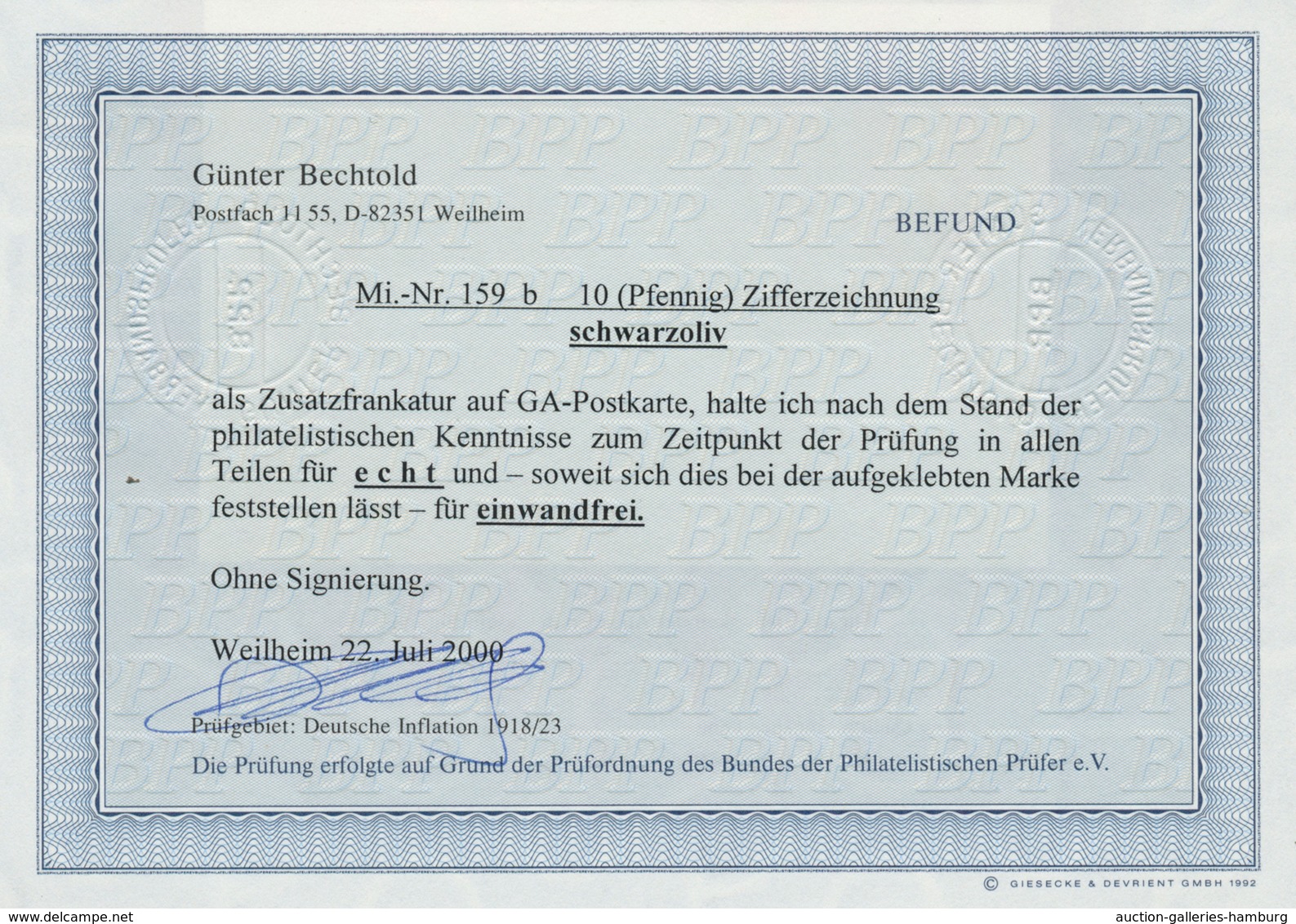 Deutsches Reich - Inflation: 1921, 10 Pfg. Ziffer - Seltene Farbe Schwarzoliv - Als Ergänzung Auf 30 - Ungebraucht