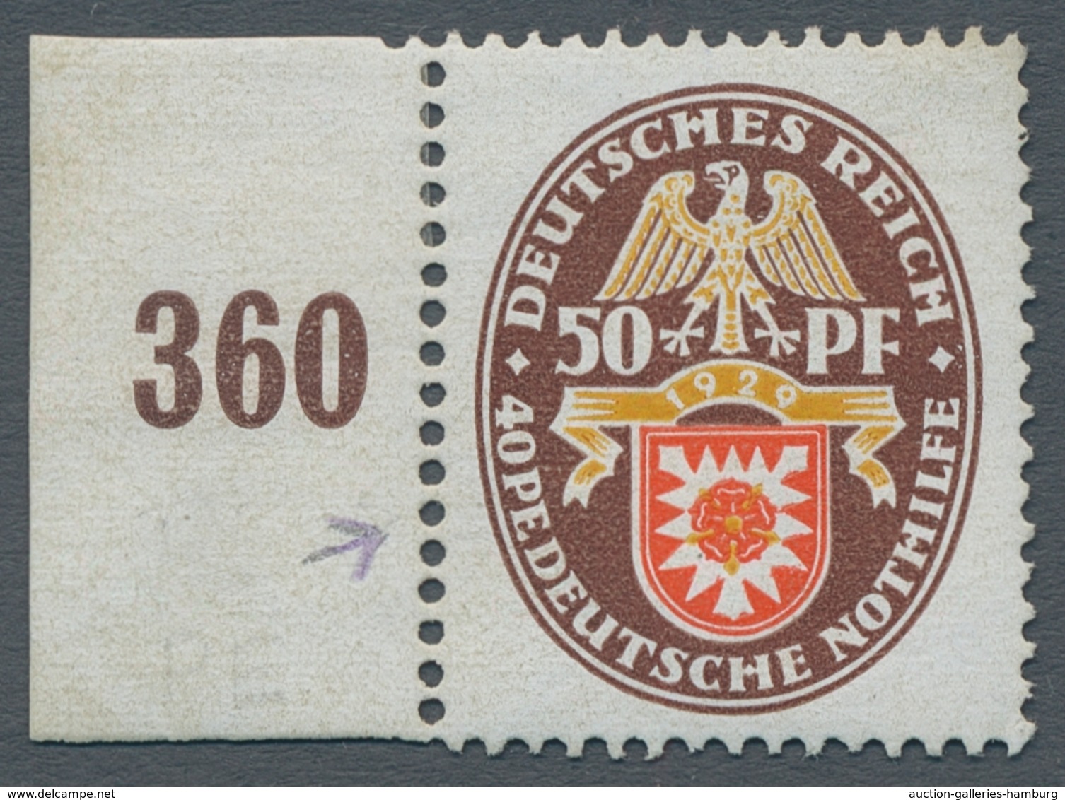 Deutsches Reich - Weimar: 1929; Nothilfe 50 + 40 Pf. Mit Plattenfehler „PE“ Tadellos Postfrisch. Gep - Other & Unclassified