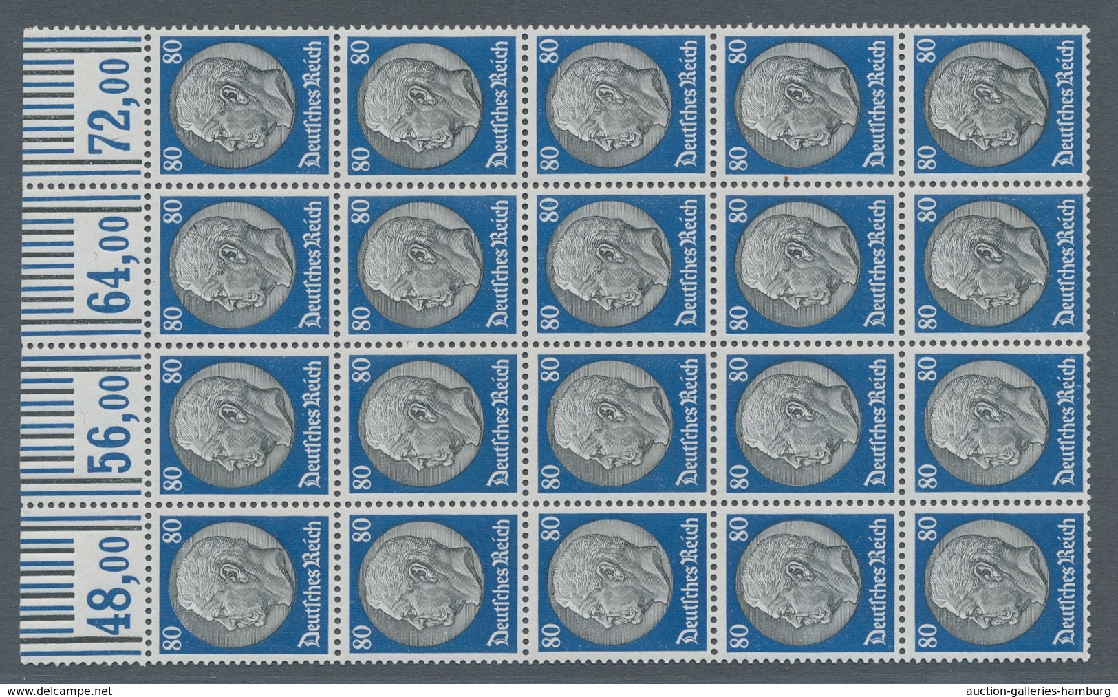 Deutsches Reich - 3. Reich: 1933, Hindenburg Medaillon 80 Pfennig Wz Waffeln, Hervorragende Partie V - Covers & Documents