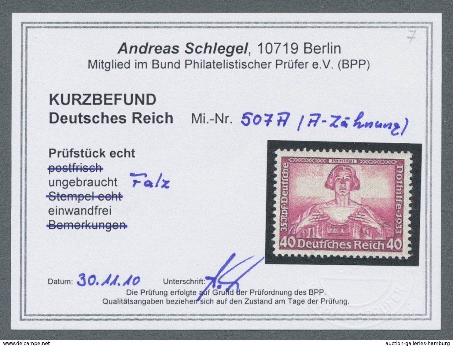Deutsches Reich - 3. Reich: 1933, 40 Pf. Wagner, Sauber Farbfrisches, Ungebrauchtes Prachtstück. Bef - Briefe U. Dokumente