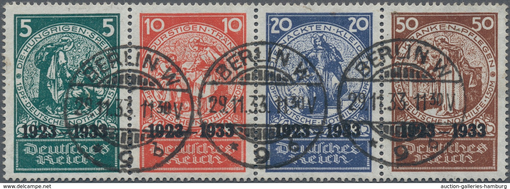 Deutsches Reich - 3. Reich: 1933, 5-50 Pfg. Nothilfe-Blockmarken Im Waagerechten Zusammendruck Ohne - Covers & Documents