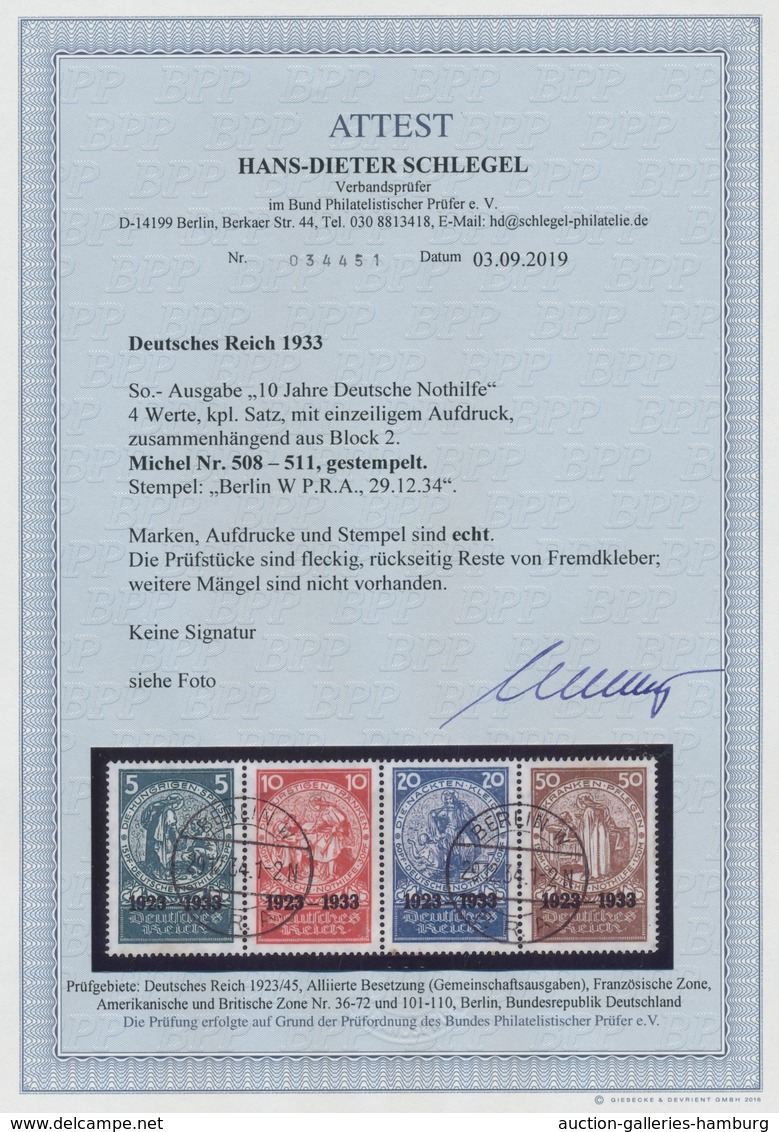 Deutsches Reich - 3. Reich: 1933, "Nothilfe", Das Herzstück Komplett Mit Zweimal BERLIN W P.R.A 29.1 - Covers & Documents