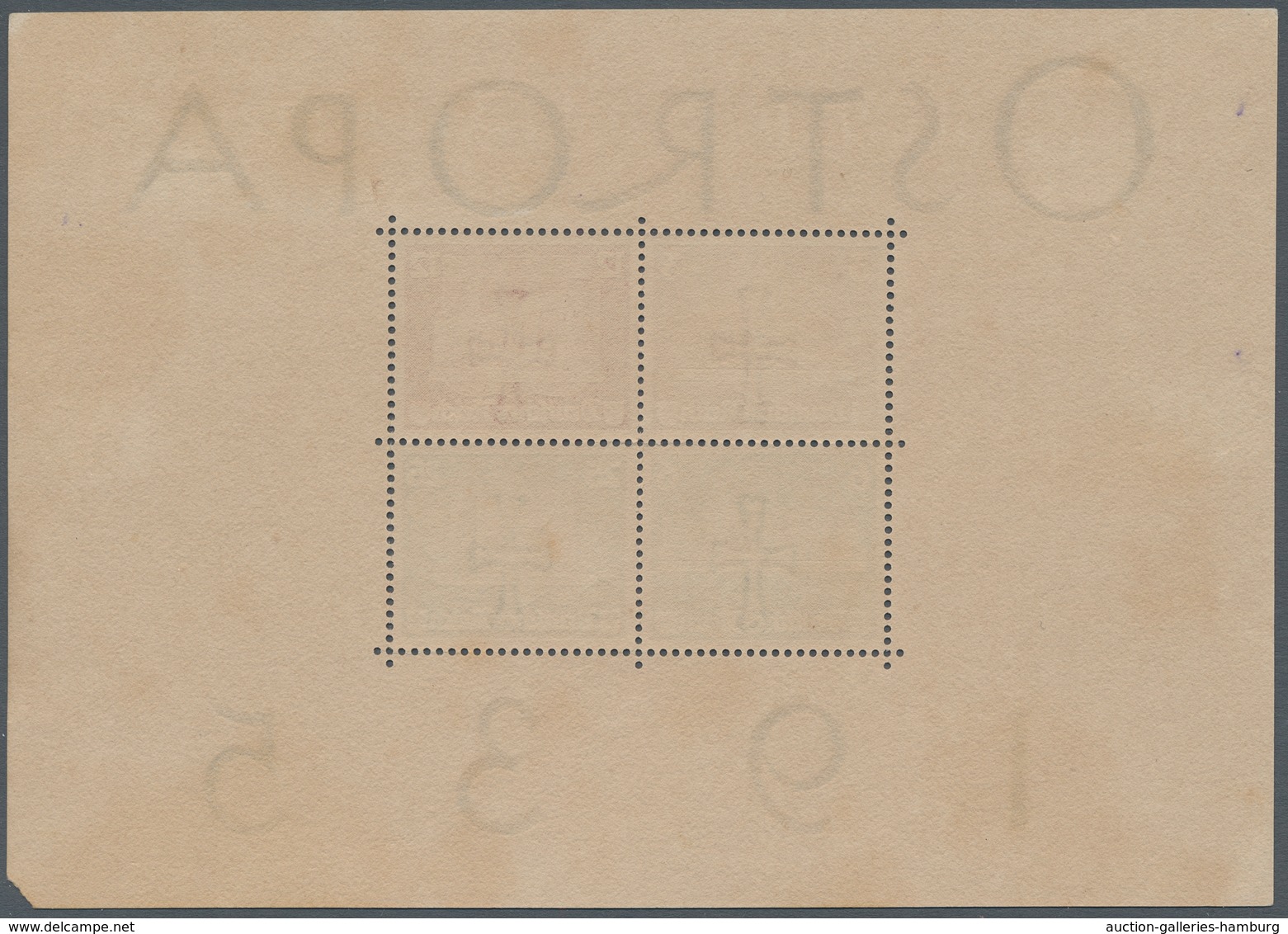 Deutsches Reich - 3. Reich: 1935, Ostropa-Block Ohne Gummi Und Etwas Fleckig, Herzstück Aber Ok. Gün - Covers & Documents
