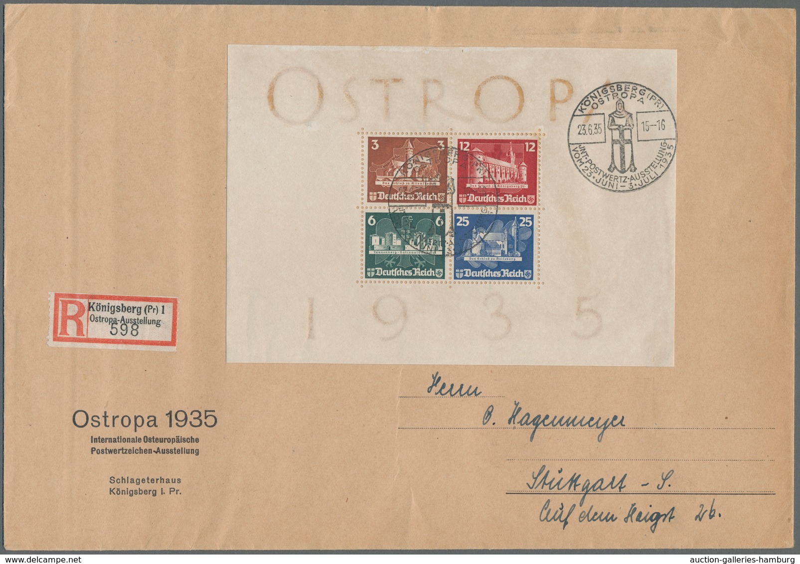 Deutsches Reich - 3. Reich: 1935, "OSTROPA"-Block Mit Königsberger Sonderausstellungsstempel Vom Ers - Covers & Documents