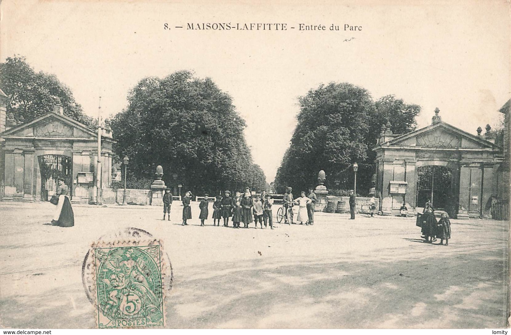 78 Maisons Laffitte Entrée Du Parc Cpa Carte Animée - Maisons-Laffitte