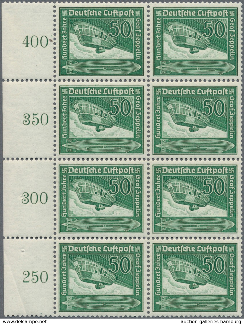 Deutsches Reich - 3. Reich: 1938, 100. Geburtstag Von Graf Zeppelin Komplett Im 8-er-Block Postfrisc - Covers & Documents