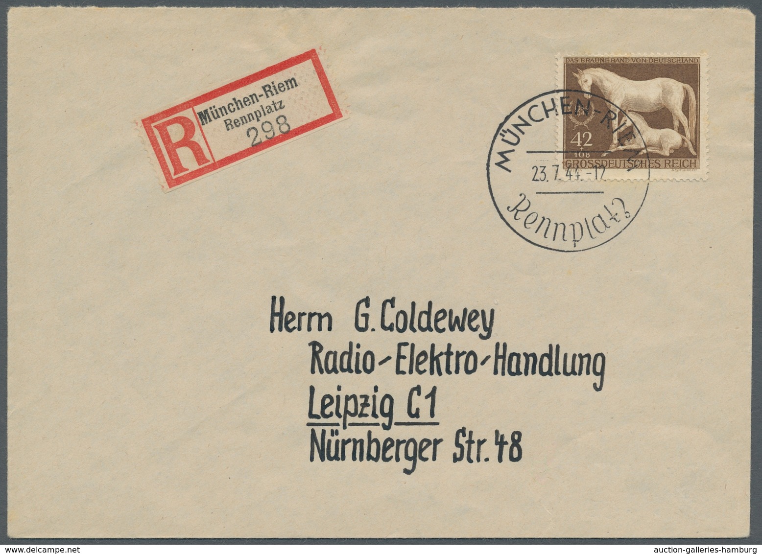 Deutsches Reich - 3. Reich: 1944, Braunes Band, EF. Auf Sammler R-Brief, Mit R-Zettel München Riem - - Covers & Documents