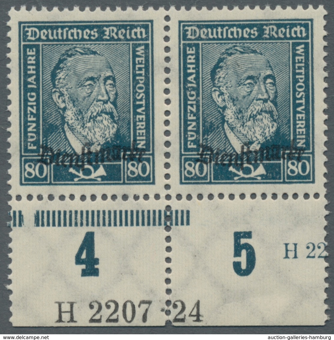 Deutsches Reich - Dienstmarken: 1924, "Stepan" 80 Pfennig Im Waagerechtem Tadellosem Postfrischem Pa - Dienstmarken