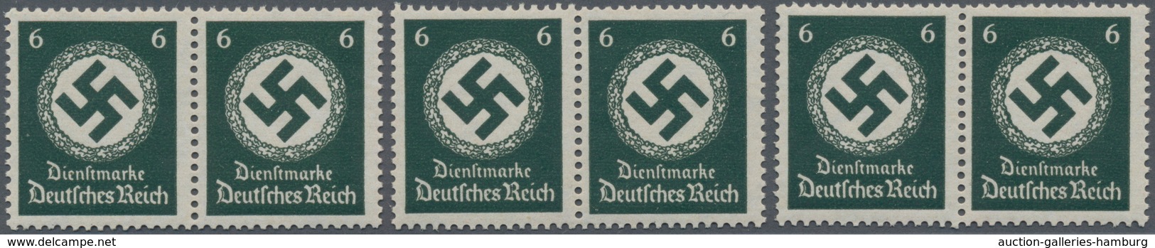 Deutsches Reich - Dienstmarken: 1934, Landesbehörden 6 Pf. Mit Waagr. Gummiriffelung In 3 Ungefaltet - Officials