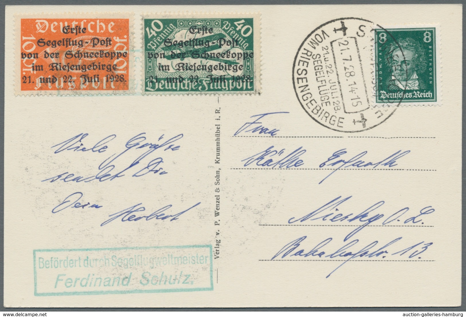 Deutsches Reich - Halbamtliche Flugmarken: 1912 Bzw. 1928, Zwei Flugkarten In Guter/sehr Guter Erhal - Airmail & Zeppelin