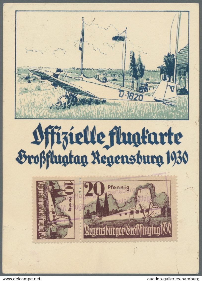 Deutsches Reich - Halbamtliche Flugmarken: 1930, "Regensburger Großflugtag", Zusammendruck In Farbe - Luft- Und Zeppelinpost