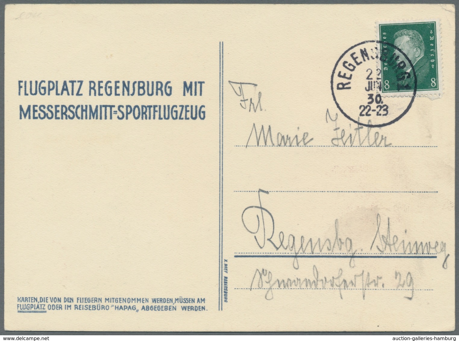 Deutsches Reich - Halbamtliche Flugmarken: 1930, "Regensburger Großflugtag", Zusammendruck In Farbe - Luft- Und Zeppelinpost