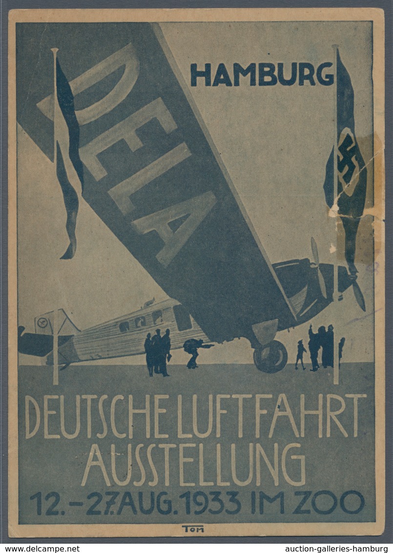 Deutsches Reich - Halbamtliche Flugmarken: 1933, DELA Ballonmarke 30 Pfg. Schwarz/ultramarin Auf Dek - Airmail & Zeppelin