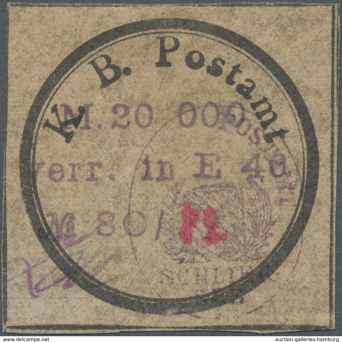 Deutsches Reich - Lokalausgaben 1918/23: SCHLIERSEE, Gebührenzettel 200.000 Mk. Mit Inschrift "K.B.- - Briefe U. Dokumente