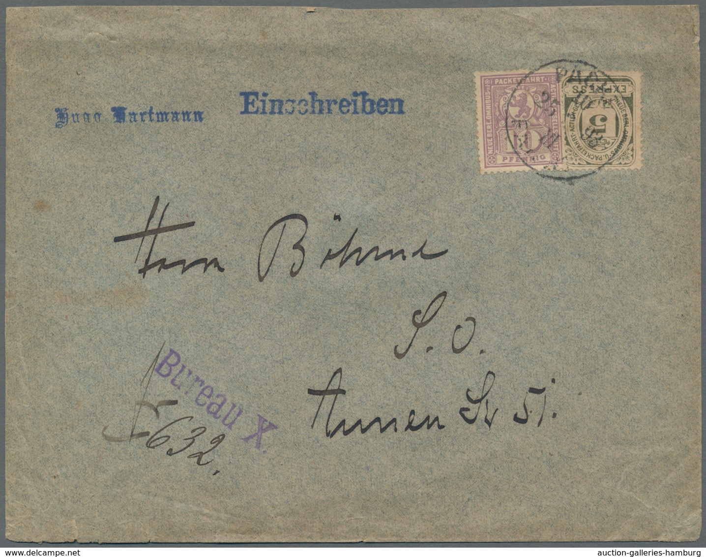 Deutsches Reich - Privatpost (Stadtpost): BERLIN; 1893, Einschreibbrief Der "Berliner Packetfahrt-Ac - Private & Local Mails