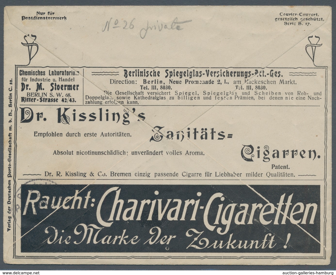 Deutsches Reich - Privatganzsachen: 1902 (ca.), "10 Pfg. Germania"-Privatganzsachenumschlag (Courier - Sonstige & Ohne Zuordnung