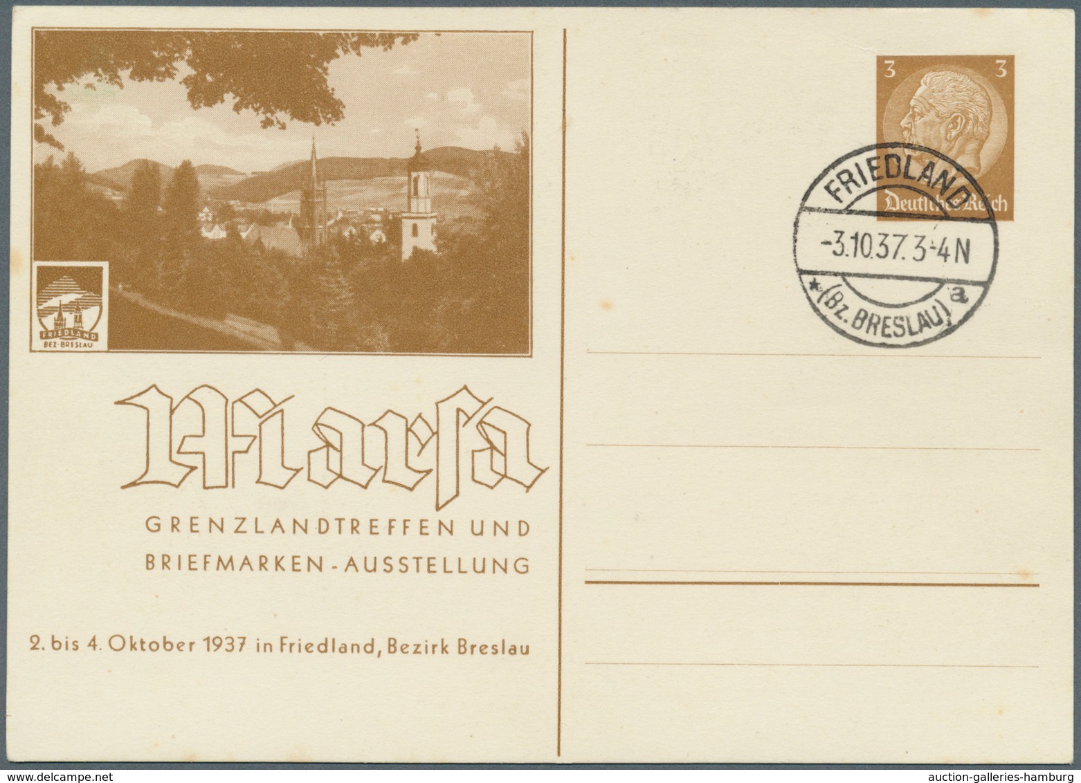 Deutsches Reich - Privatganzsachen: 1937, Privat-Postkarte 3 Pf Hindenburg "Marsa, Grenzlandtreffen" - Other & Unclassified