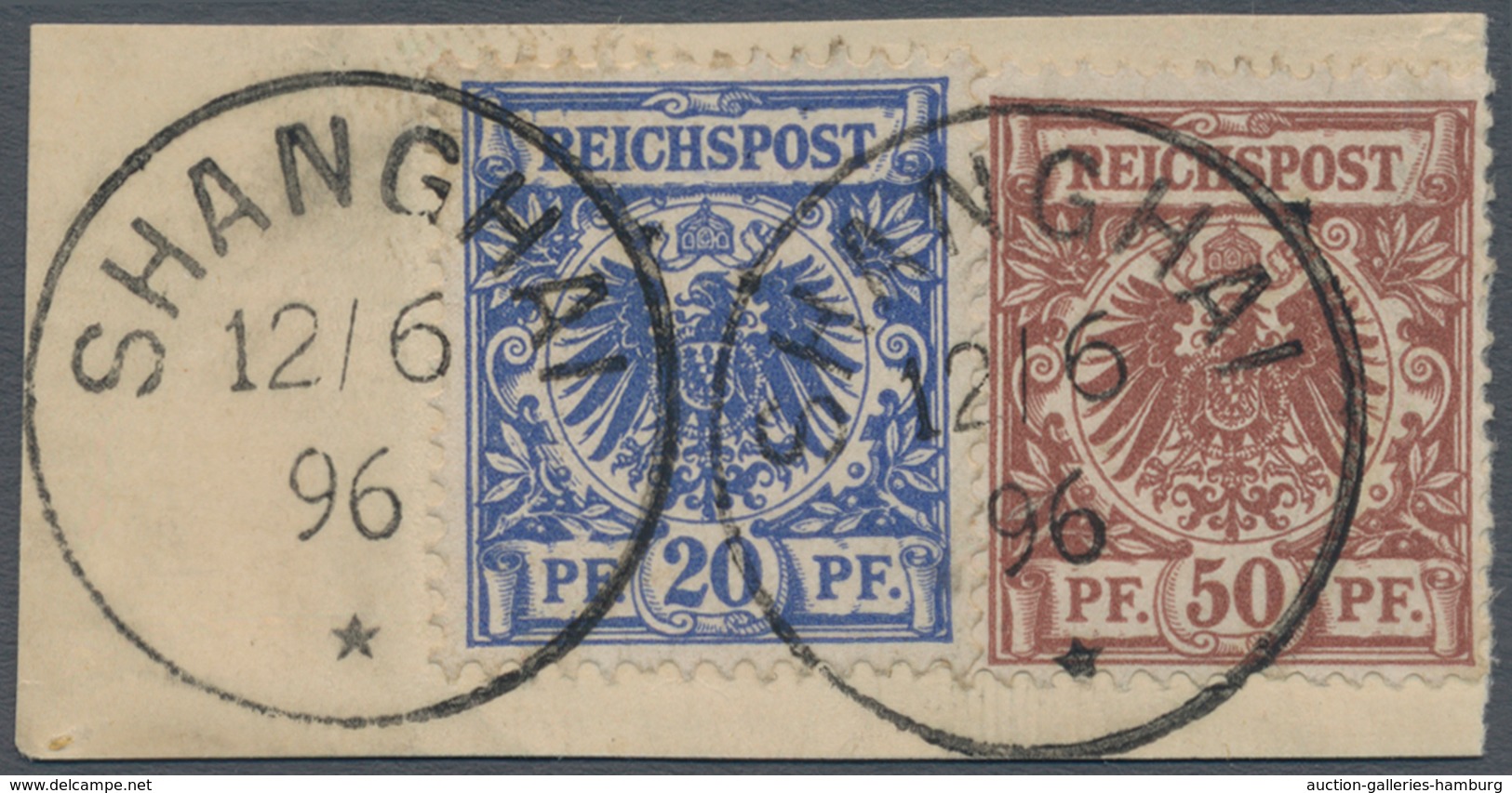 Deutsche Post In China - Vorläufer: 1896, Krone/Adler 20 U. 50 Pfg. Auf Sauberem Briefstück. Reiner - Cina (uffici)